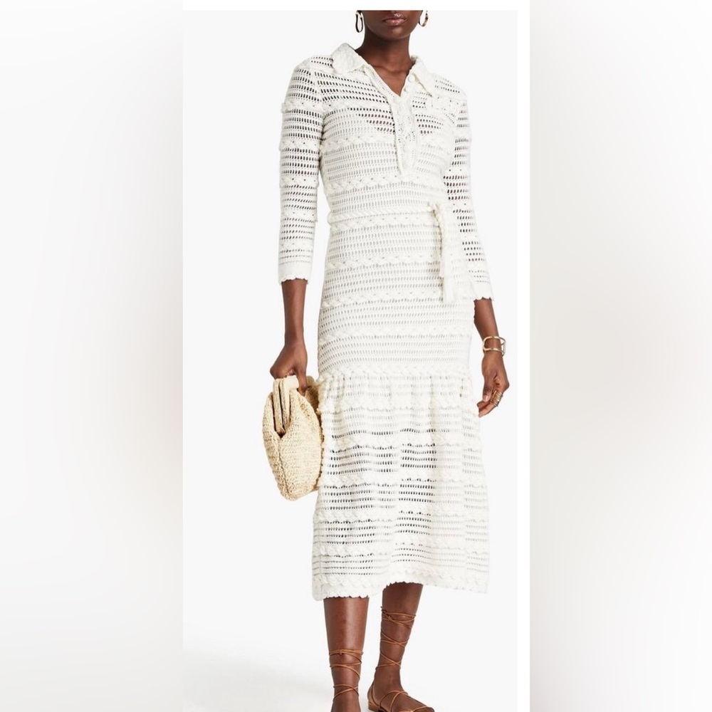 Zimmerman white crochet midi dress